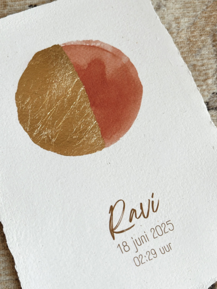 Maanstand aquarelprint op handgescheptpapier - Afbeelding 2