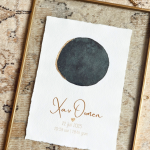 Maanstand aquarelprint op handgescheptpapier