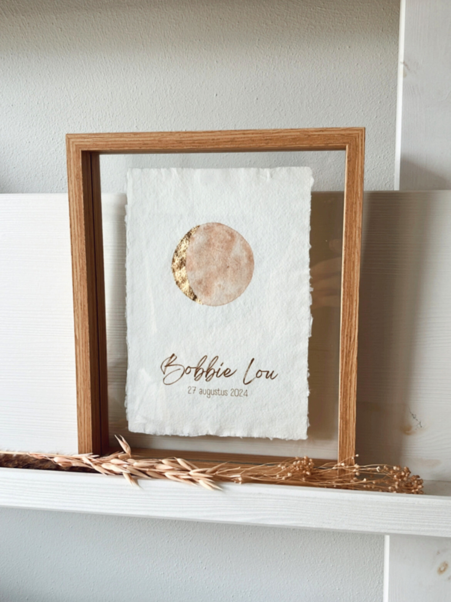 Maanstand aquarelprint op handgescheptpapier - Afbeelding 4