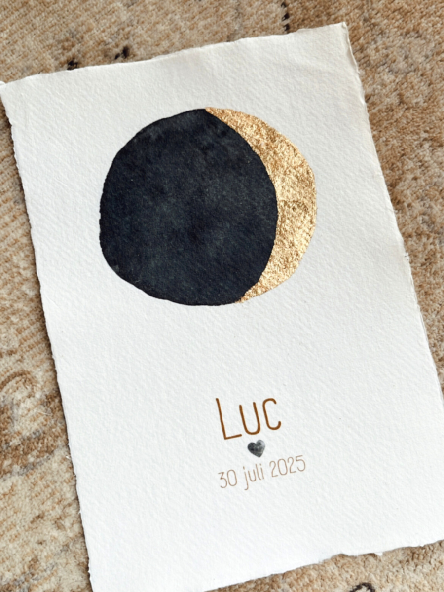 handgeschept papier met geprinte maanstand