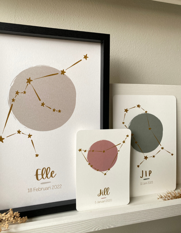 sterrenbeeldposter en twee sterrenbeeldkaarten