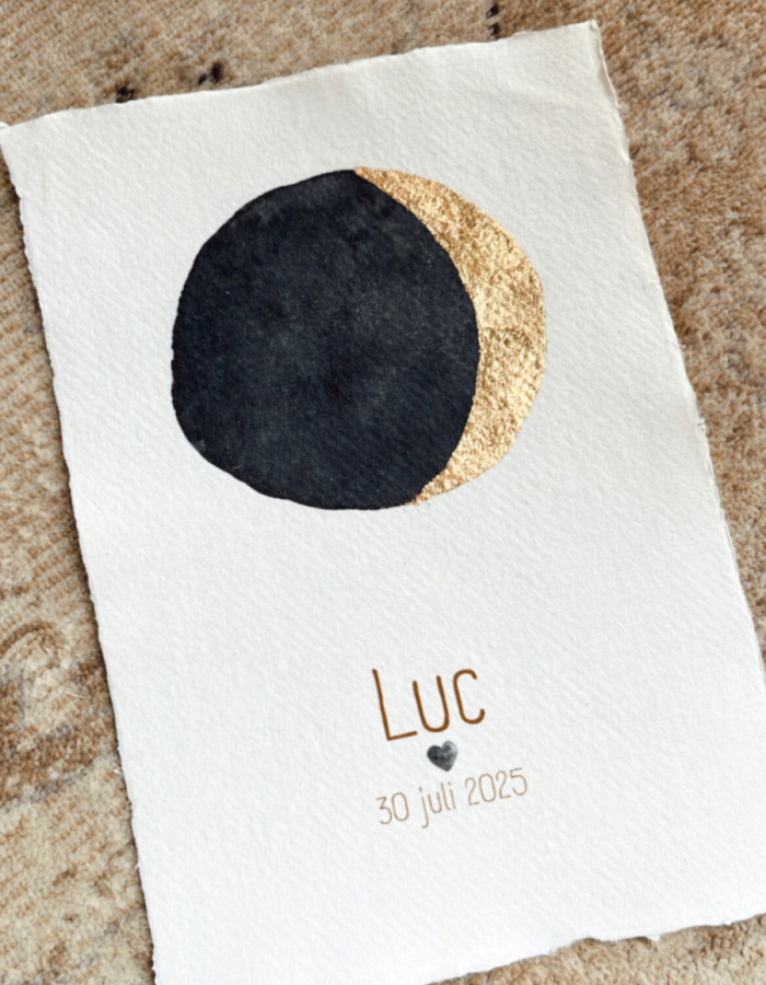 handgeschept papier met geprinte maanstand