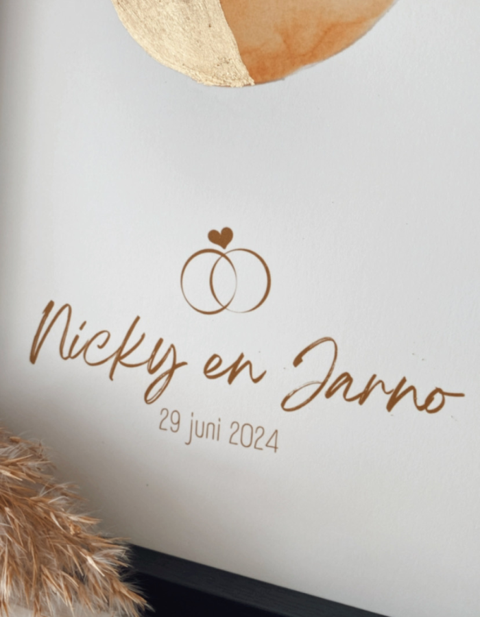 een poster voor het bruidspaar met maanstand